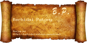 Berhidai Patony névjegykártya
